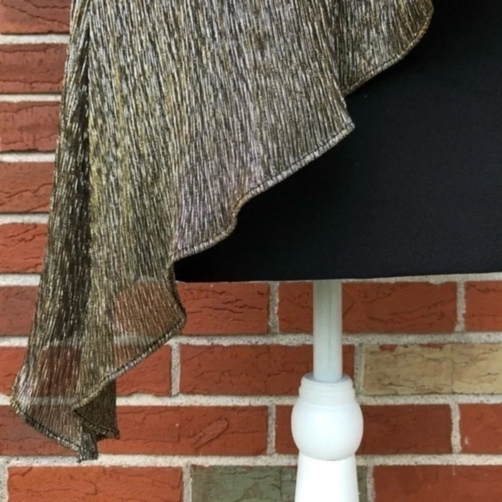 Tahari ASL Asymmetrical Black Gold Metallic Overlay Sleeveless Dress 👗 - Picture 4 of 11